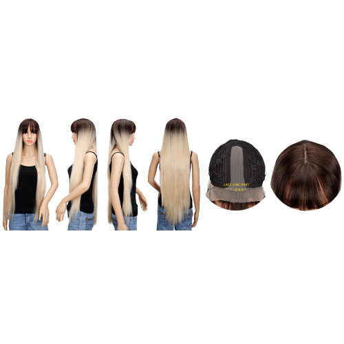 Rebecca Natural Hairline Super long mix ombre color heat resistant straight long synthetic hair lace front wigs for black women